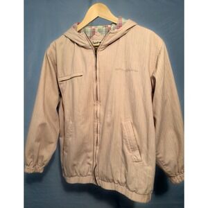 Vintage Medium Northern Reflection Plaid Barn Zip Up Jacket Hooded Pinkish Beige